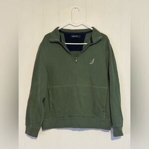 Nautica Navy and Olive Quarter-zip Sweatshirt